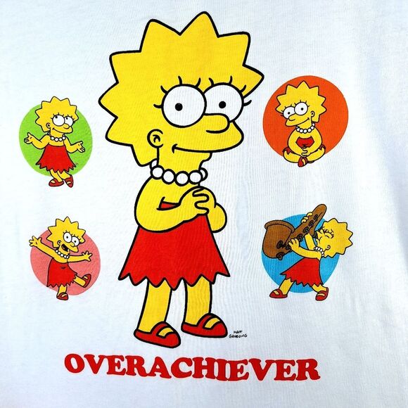 The Simpsons Lisa Simpson "Overachiever" Shirt Sleeve Tee T-shirt Sz L - Picture 3 of 9